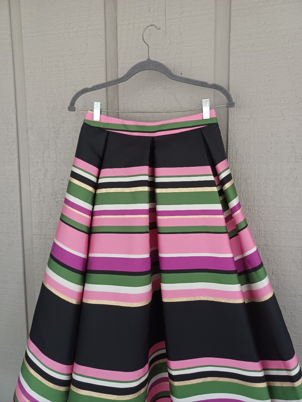 Kate Spade Metallic Festive Multi Stripe Skirt Size 2 Preppy High Waist Defect - Picture 11 of 16